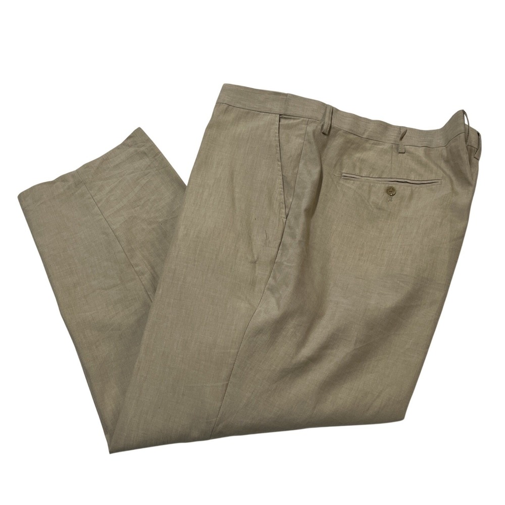 Oak Hill Pants Mens 52x30 Beige Linen Blend Trousers Lightweight Summer‎ Beach